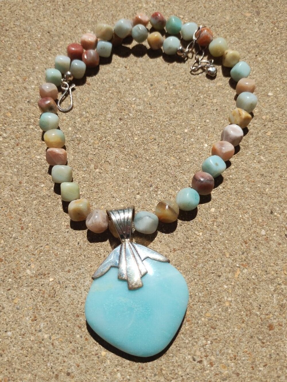 Jay King DTR mine finds Amazonite necklace and pendant set 925 Sterling Silver,